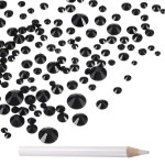 LPBeads 3456 Pieces Nail Crystals AB Nail Art Rhinestones Round Beads Flatback Glass Charms Gems Stones, 6 Sizes for Nails Decoration Makeup Clothes Shoes (Mix SS3 4 5 6 8 10, Black)