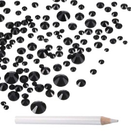 LPBeads 3456 Pieces Nail Crystals AB Nail Art Rhinestones Round Beads Flatback Glass Charms Gems Stones, 6 Sizes for Nails Decoration Makeup Clothes Shoes (Mix SS3 4 5 6 8 10, Black)