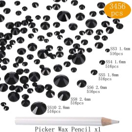 LPBeads 3456 Pieces Nail Crystals AB Nail Art Rhinestones Round Beads Flatback Glass Charms Gems Stones, 6 Sizes for Nails Decoration Makeup Clothes Shoes (Mix SS3 4 5 6 8 10, Black) LPBeads 3456 Pieces Nail Crystals AB Nail Art Rhinestones Round Beads Flatback Glass Charms Gems Stones, 6 Sizes for Nails Decoration Makeup Clothes Shoes (Mix SS3 4 5 6 8 10, Black)