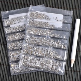 LPBeads 3456 Pieces Nail Crystals AB Nail Art Rhinestones Round Beads Flatback Glass Charms Gems Stones, 6 Sizes for Nails Decoration Makeup Clothes Shoes (Mix SS3 4 5 6 8 10, Crystal Clear) LPBeads 3456 Pieces Nail Crystals AB Nail Art Rhinestones Round Beads Flatback Glass Charms Gems Stones, 6 Sizes for Nails Decoration Makeup Clothes Shoes (Mix SS3 4 5 6 8 10, Crystal Clear)