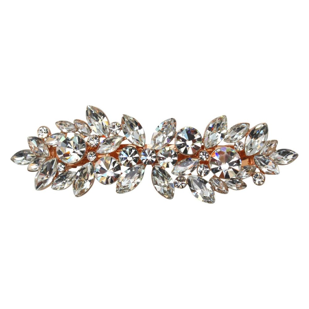 Faship Gorgeous Clear Rhinestone Crystal Floral Hair Barrette Clip