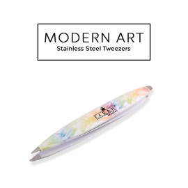F.A.R.A.H. Z-Tweeze Professional Modern Art Stainless Steel Dual Ended Precision Tweezers with Slanted and Pointed Tips