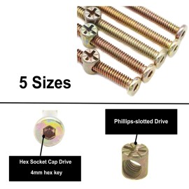 binifiMux Baby Bed Crib Screws Hardware Replacement Kit, 100pcs 1/4-20 Crib Hardware Screws Barrel Nuts Replacement Kit for Cot Chairs Furniture