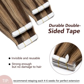 MY-LADY Tape In Hair Extensions Human Hair 24 Inch Medium Brown mix Dark Blonde 50g 20pcs Seamless Invisible Rooted Double Sided Tape In Remy Hair Extensions MY-LADY Tape In Hair Extensions Human Hair 24 Inch Medium Brown mix Dark Blonde 50g 20pcs Seamless Invisible Rooted Double Sided Tape In Remy Hair Extensions