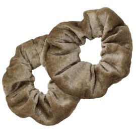 Kenz Laurenz Velvet Scrunchies - Hair Ties for Women, Ponytail Holder Pack, Girl Accessories (Tan)