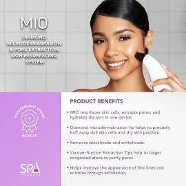 Spa Sciences - MIO - Diamond Tip Microdermabrasion Blackhead Remover, Pore Cleansing, & Resurfacing System - Reduces Acne Scars, Wrinkles, and Exfoliates for Clearer Skin