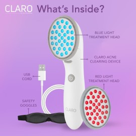 Spa Sciences CLARO Clinically Proven Blue & Red LED Acne Treatment Light Therapy System-FDA Cleared-Rechargeable- Professional Home Acne Healing/Clearing Treatment Spa Sciences CLARO Clinically Proven Blue & Red LED Acne Treatment Light Therapy System-FDA Cleared-Rechargeable- Professional Home Acne Healing/Clearing Treatment