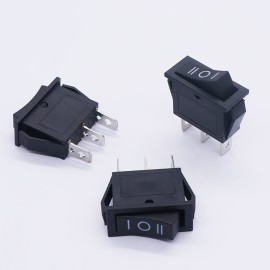 Twidec/5Pcs Rocker Switch 3 Pins 3 Position ON/Off/ON AC 6A/125V 10A/250V SPDT Car Boat Black Rocker Switch Toggle KCD3-103