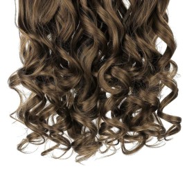 REECHO 20 1-pack 3/4 Full Head Curly Wave Clips in on Synthetic Hair Extensions HE008 Hair pieces for Women 5 Clips 4.5 Oz Per Piece - Ash Light Brown