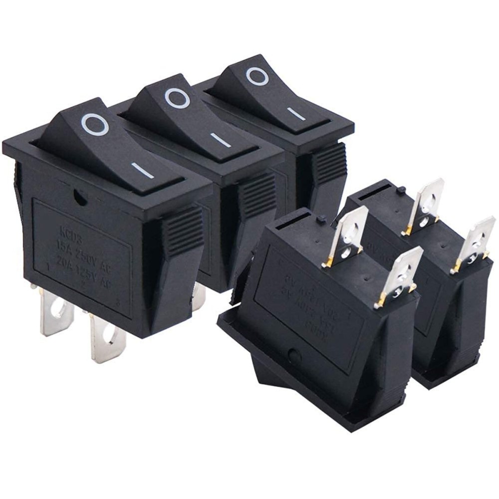 Twidec/5Pcs Rocker Switch 2 Pins 2 Position ON/Off AC 15A/125V 20A/12VDC SPST Car Boat Black Rocker Switch Toggle KCD3-101