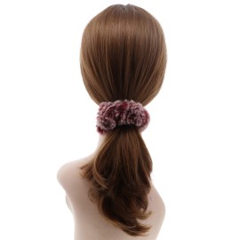 Motique Accessories Two-Tone Fur Scrunchy - Set of 2 - Burgundy