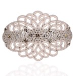 Large Victorian Styled Austrian Rhinestone Crystal Black or Ivory Hair Clip Barrette Ponytail Holder Hair Jewelry C7841 (Ivory)