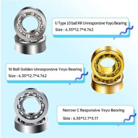 MAGICYOYO Complete Yoyo Bearing Pack - Golden Unresponsive + Size C Responsive + Removal Tool + 6 Strings + 6 Axles