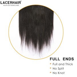 Lacer Light Yaki Straight Clip in Hair Extensions, Natural Black Color Remy Human Hair Clip in Extensions for Black Women Relaxed Hair 120G 7Pieces 12 inch