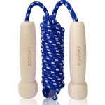 Jump Rope for Women Men Kids, EGOSKY Adjustable Wooden Handle Skipping Rope for Adult Boys Girls Fitness Exercise Outdoor Activity (Blue)