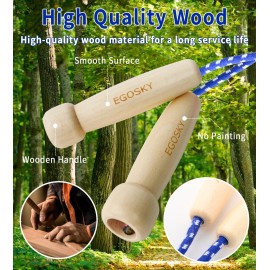 Jump Rope for Women Men Kids, EGOSKY Adjustable Wooden Handle Skipping Rope for Adult Boys Girls Fitness Exercise Outdoor Activity (Blue)