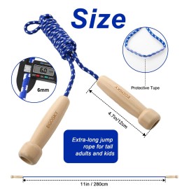 Jump Rope for Women Men Kids, EGOSKY Adjustable Wooden Handle Skipping Rope for Adult Boys Girls Fitness Exercise Outdoor Activity (Blue)
