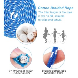 Jump Rope for Women Men Kids, EGOSKY Adjustable Wooden Handle Skipping Rope for Adult Boys Girls Fitness Exercise Outdoor Activity (Blue)