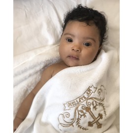My Baptism Baby Christening Dedication White Blanket with Embroidered Cross Premium Soft Warm Cozy Coral Fleece Toddler, Infant or Newborn Receiving Blanket