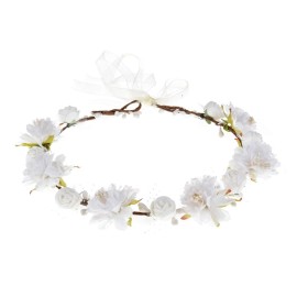 DDazzling Girls Breath Crown Flower Girl crown Floral Headband Wedding Hair Wreath Photo Props (White)