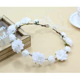 DDazzling Girls Breath Crown Flower Girl crown Floral Headband Wedding Hair Wreath Photo Props (White)
