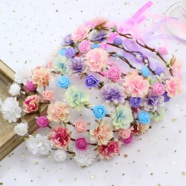 DDazzling Girls Breath Crown Flower Girl crown Floral Headband Wedding Hair Wreath Photo Props (White)