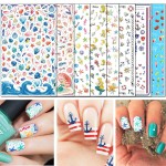 TailaiMei Summer Beach Nail Stickers, 1500+ Pcs Self-Adhesive DIY Nail Art Decals Shark Nautical Turtle Design (12 Sheets)