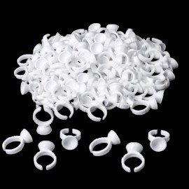 NXJ INFILILA Glue Rings, 300PCS Glue Rings for Eyelash Extensions, Disposable Holder for Eyelash Extension Supplies, Makeup Plastic Nail Art Tattoo Adhesive Pigment Holders