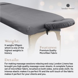 LONDON LINENS Soft Microfiber Massage Table Sheets Set 3 Piece Set - Includes Massage Table Cover, Massage Fitted Sheet, and Massage Face Rest Cover (Grey) LONDON LINENS Soft Microfiber Massage Table Sheets Set 3 Piece Set - Includes Massage Table Cover, Massage Fitted Sheet, and Massage Face Rest Cover (Grey)