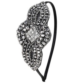 BABEYOND Flapper Headband 1920s Headpiece - Art Deco Headpiece Rhinestone Hair Accessories for Women (Style3-Silver)