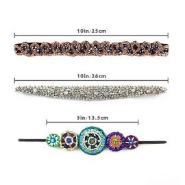 Womens Headbands/Hairbands, Rhinestone Beaded Elastic Headband for Women Hair Accessories, Handmade vintage headbands Fits for Most, 3 Styles (Grace) Womens Headbands/Hairbands, Rhinestone Beaded Elastic Headband for Women Hair Accessories, Handmade vintage headbands Fits for Most, 3 Styles (Grace)