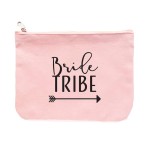 Heather & Willow 1 Piece | Rose Gold Bride Tribe Canvas Cosmetic Makeup Clutch Gifts Bag for Bridesmaid Proposal Box & Bridesmaids Bachelorette Party Favors