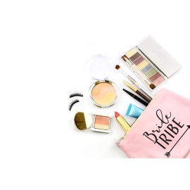 Heather & Willow 1 Piece | Rose Gold Bride Tribe Canvas Cosmetic Makeup Clutch Gifts Bag for Bridesmaid Proposal Box & Bridesmaids Bachelorette Party Favors