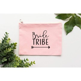 Heather & Willow 1 Piece | Rose Gold Bride Tribe Canvas Cosmetic Makeup Clutch Gifts Bag for Bridesmaid Proposal Box & Bridesmaids Bachelorette Party Favors