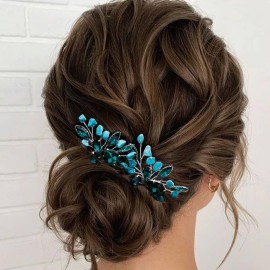 Aukmla Turquoise Bride Wedding Hair Pins Green Crystal Bridal Headpiece Hair Accessories for Women and Girls Aukmla Turquoise Bride Wedding Hair Pins Green Crystal Bridal Headpiece Hair Accessories for Women and Girls