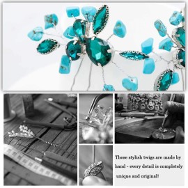 Aukmla Turquoise Bride Wedding Hair Pins Green Crystal Bridal Headpiece Hair Accessories for Women and Girls Aukmla Turquoise Bride Wedding Hair Pins Green Crystal Bridal Headpiece Hair Accessories for Women and Girls