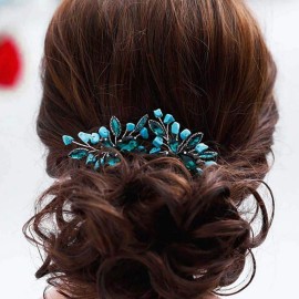 Aukmla Turquoise Bride Wedding Hair Pins Green Crystal Bridal Headpiece Hair Accessories for Women and Girls Aukmla Turquoise Bride Wedding Hair Pins Green Crystal Bridal Headpiece Hair Accessories for Women and Girls