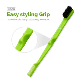Double-Sided Edge Brush & Comb (Boar Bristles) (White) Double-Sided Edge Brush & Comb (Boar Bristles) (White)