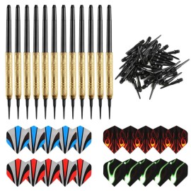 Accmor 12 Pcs Darts Plastic Tip, Soft Tip Darts Set, 14g Plastic Tipped Dart, Attach Extra 36 Black 2BA Replacement Tips, Soft Tip Darts for Electronic/Plastic Dartboard
