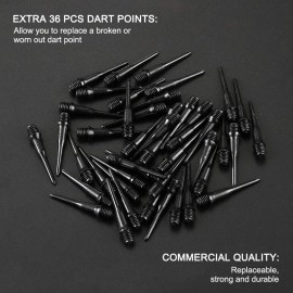 Accmor 12 Pcs Darts Plastic Tip, Soft Tip Darts Set, 14g Plastic Tipped Dart, Attach Extra 36 Black 2BA Replacement Tips, Soft Tip Darts for Electronic/Plastic Dartboard