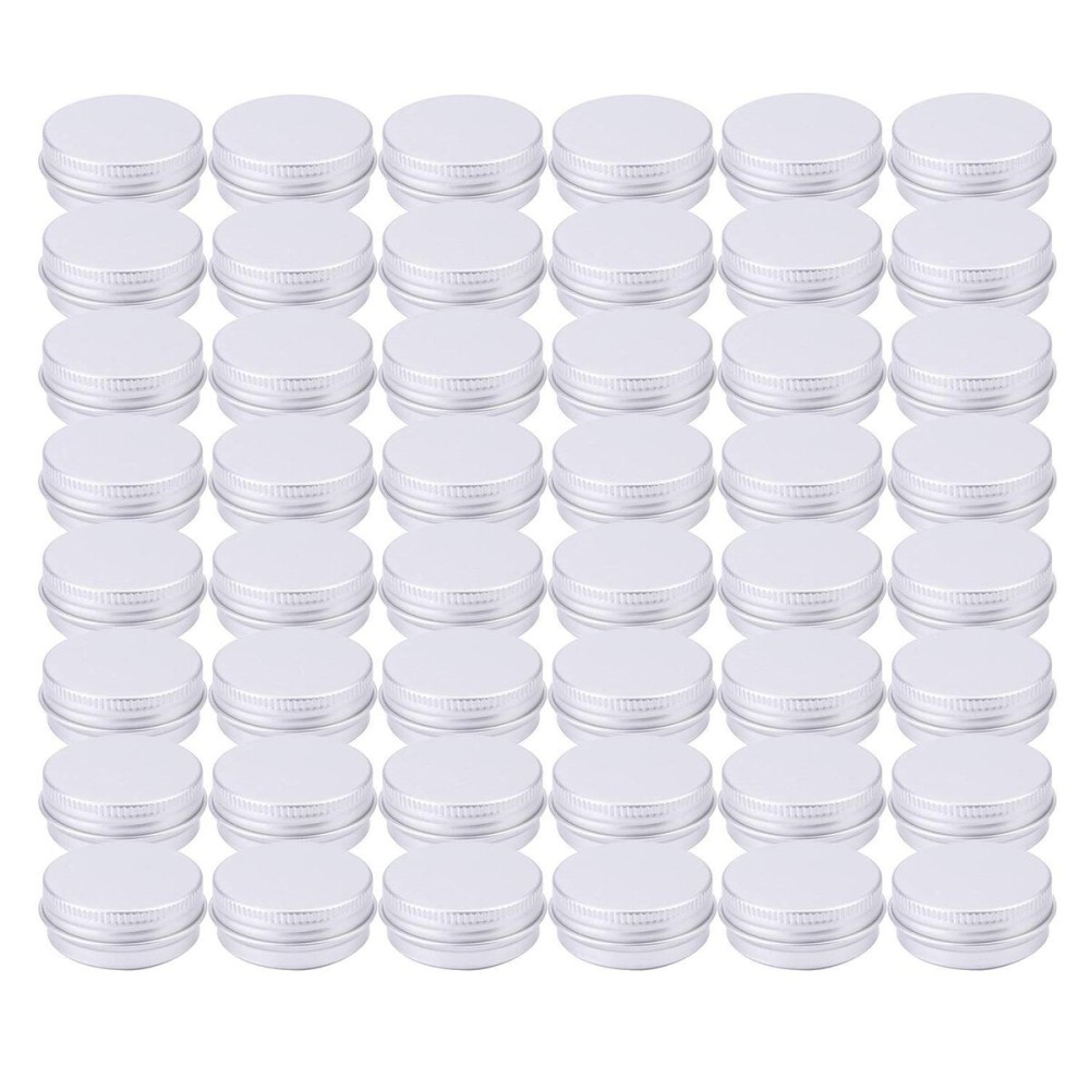 Tosnail 48 Pack 1 OZ Mini Metal Round Tins with Screw Lids, 30 ML Empty Sample Jars, Travel Storage Containers