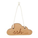 Stephan Baby Hanging Beechwood Nursery Sign Available in 4 Designs, Cloud-Shaped SSH