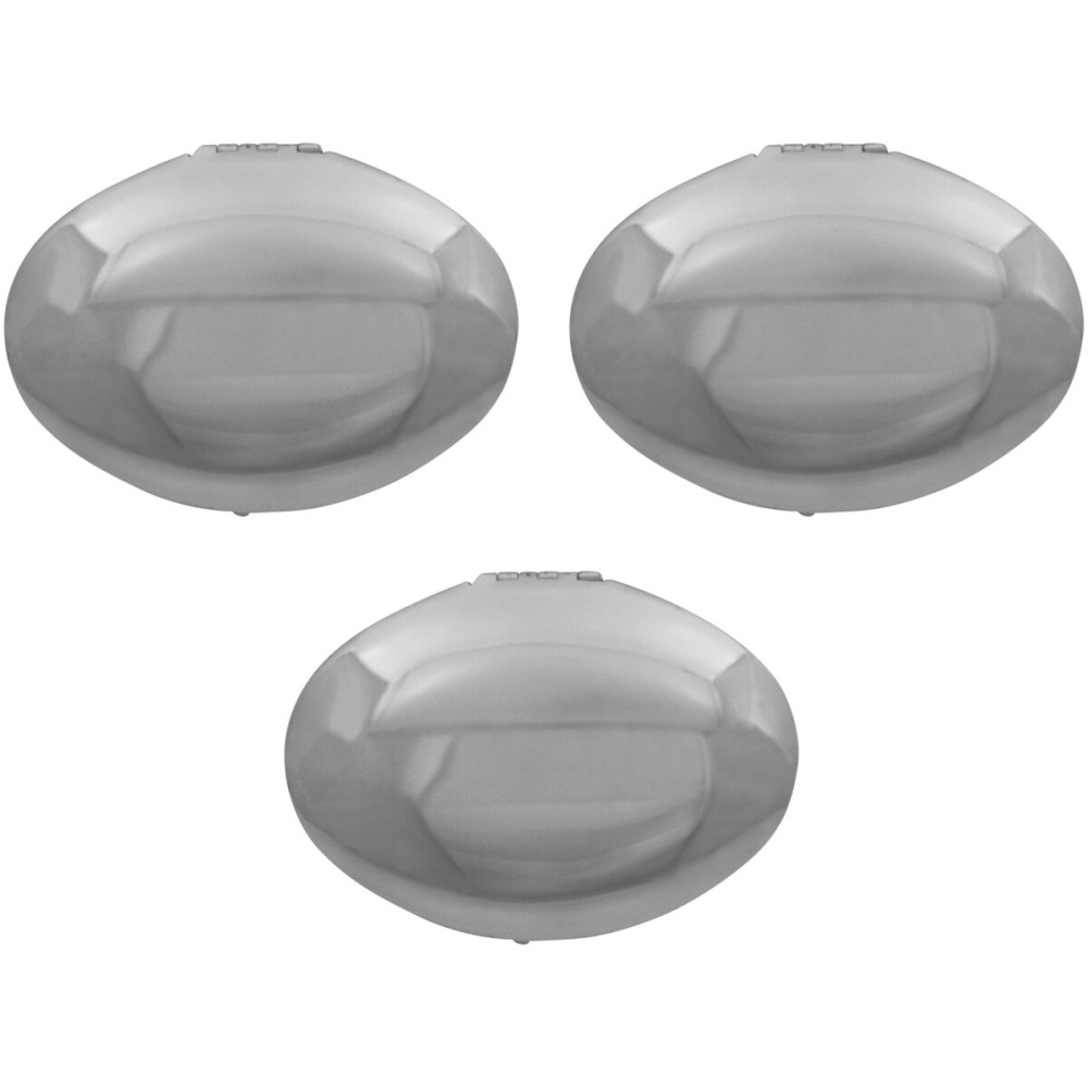 Stephanie Imports Set of 3 Double Sided Magnifying Compact Mirrors (Silver, Elongated Oval)