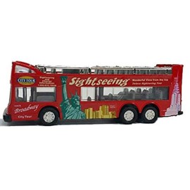 toywonders New York City NYC Double Decker NYC Sightseeing Double Decker Tour Bus Open Top Red 2168D 6 inch Diecast