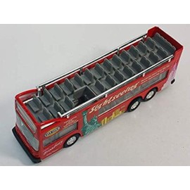 toywonders New York City NYC Double Decker NYC Sightseeing Double Decker Tour Bus Open Top Red 2168D 6 inch Diecast