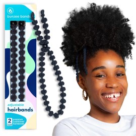 Bunzee Bands Large Hair Band for Thick, Curly, Natural Hair - Cushioned No Damage Hair Ties Ideal For Braids, Pineapple Hair - Afro Puff Ponytail Holder - Adjustable, Extra Stretchy (Black 2Pk) Bunzee Bands Large Hair Band for Thick, Curly, Natural Hair - Cushioned No Damage Hair Ties Ideal For Braids, Pineapple Hair - Afro Puff Ponytail Holder - Adjustable, Extra Stretchy (Black 2Pk)