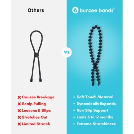 Bunzee Bands Large Hair Band for Thick, Curly, Natural Hair - Cushioned No Damage Hair Ties Ideal For Braids, Pineapple Hair - Afro Puff Ponytail Holder - Adjustable, Extra Stretchy (Black 2Pk) Bunzee Bands Large Hair Band for Thick, Curly, Natural Hair - Cushioned No Damage Hair Ties Ideal For Braids, Pineapple Hair - Afro Puff Ponytail Holder - Adjustable, Extra Stretchy (Black 2Pk)