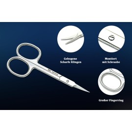 SMI Cuticle Scissors with Travel Case Cuticle Trimmer Small Scissors High Carbon Steel Curved Scissors for Eyelashes and Eyebrows