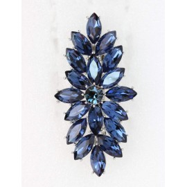 Faship Gorgeous Navy Blue Rhinestone Crystal Floral Hair Barrette Clip