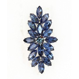 Faship Gorgeous Navy Blue Rhinestone Crystal Floral Hair Barrette Clip